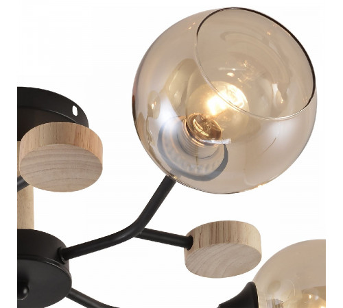 Люстра на штанге Reluce 01501-0.3-05 BK+WOOD Люстра на штанге Reluce 01501-0.3-05 BK+WOOD