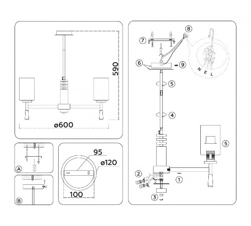 Люстра на штанге Ambrella Light High Light Modern LH56251