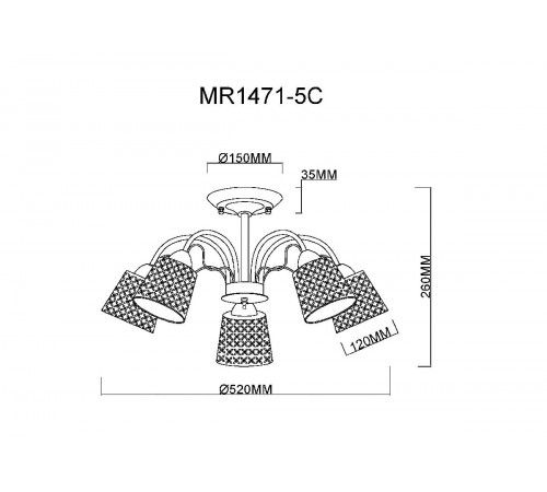 Люстра на штанге MyFar Luiza MR1471-5C Люстра на штанге MyFar Luiza MR1471-5C