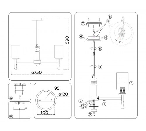 Люстра на штанге Ambrella Light High Light Modern LH56253