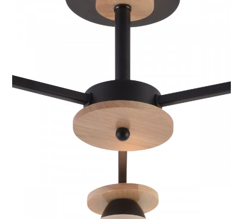 Люстра на штанге Reluce 01625-0.3-03 BK+WOOD Люстра на штанге Reluce 01625-0.3-03 BK+WOOD