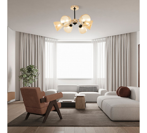 Люстра на штанге Arte Milano Napoli 329007/3+3 GD.BK Люстра на штанге Arte Milano Napoli 329007/3+3 GD.BK