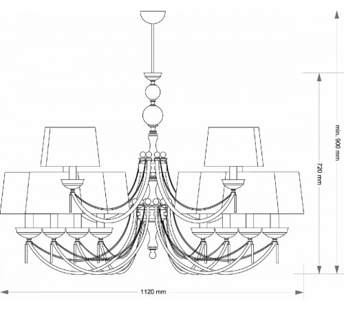 Люстра на штанге Kutek Zaffiro ZAF-ZW-8+4(P/A) Люстра на штанге Kutek Zaffiro ZAF-ZW-8+4(P/A)