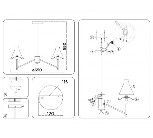 Люстра на штанге Ambrella Light High Light Modern LH57121 Люстра на штанге Ambrella Light High Light Modern LH57121