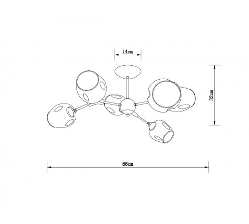 Люстра на штанге Arte Lamp Seppia A4211PL-6BK Люстра на штанге Arte Lamp Seppia A4211PL-6BK
