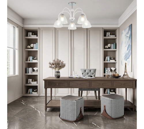 Люстра на штанге Arte Milano Napoli 321410/5 CR+WH Люстра на штанге Arte Milano Napoli 321410/5 CR+WH