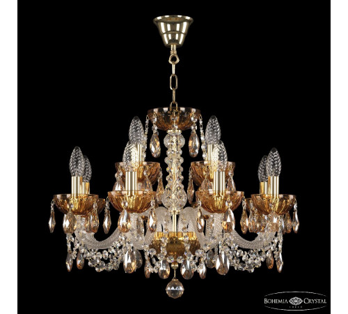 Подвесная люстра Bohemia Ivele Crystal 5402/8+4/195 G Amber/M-1H K721 Подвесная люстра Bohemia Ivele Crystal 5402/8+4/195 G Amber/M-1H K721