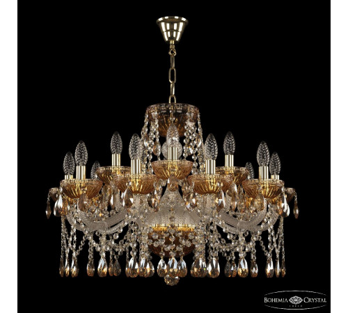 Подвесная люстра Bohemia Ivele Crystal 5413/10+5/240 G Amber/M-1G K721