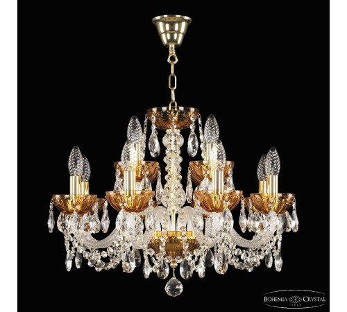 Подвесная люстра Bohemia Ivele Crystal 5402/8+4/195 G Amber/M-1H Подвесная люстра Bohemia Ivele Crystal 5402/8+4/195 G Amber/M-1H