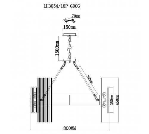 Подвесная люстра Lumien Hall Флоридия LH3054/18P-GDCG Подвесная люстра Lumien Hall Флоридия LH3054/18P-GDCG
