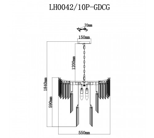 Подвесная люстра Lumien Hall Гарленда LH0042/10P-GDCG Подвесная люстра Lumien Hall Гарленда LH0042/10P-GDCG
