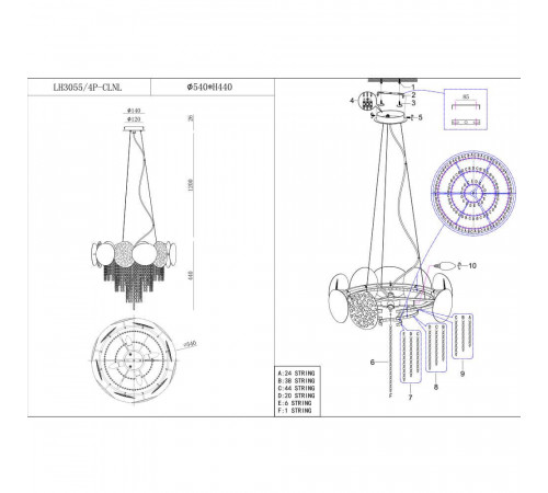 Подвесная люстра Lumien Hall Tesiya LH3055/4P-CLNL