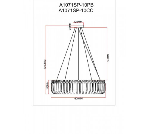 Подвесная люстра Arte Lamp Mayotte A1071SP-10PB Подвесная люстра Arte Lamp Mayotte A1071SP-10PB