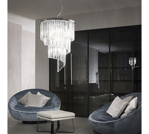 Подвесная люстра Ideal Lux Carlton SP12 Cromo 166247 Подвесная люстра Ideal Lux Carlton SP12 Cromo 166247