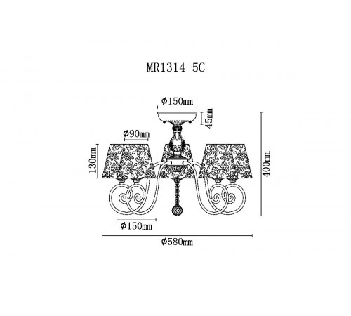 Потолочная люстра Myfar Luna MR1314-5C Потолочная люстра Myfar Luna MR1314-5C