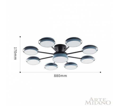 Потолочная люстра Arte Milano Ferrara 250406/8+1 Gr Потолочная люстра Arte Milano Ferrara 250406/8+1 Gr