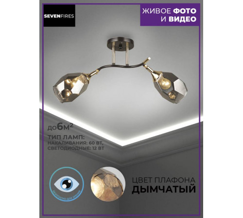 Потолочная люстра Seven Fires Koul SF3329/2C-CF-FGD-SMK Потолочная люстра Seven Fires Koul SF3329/2C-CF-FGD-SMK