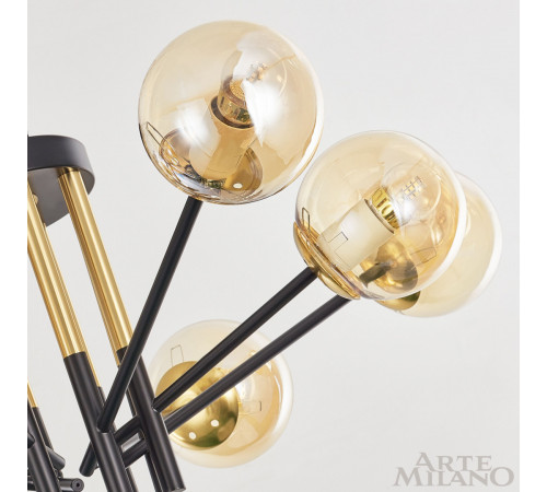 Потолочная люстра Arte Milano Neapolis 273708/8 BK/GD Потолочная люстра Arte Milano Neapolis 273708/8 BK/GD
