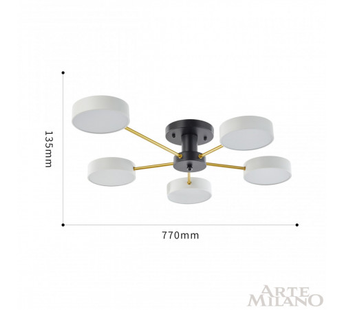 Потолочная люстра Arte Milano Ferrara 252006/5 Bk/Wh Потолочная люстра Arte Milano Ferrara 252006/5 Bk/Wh