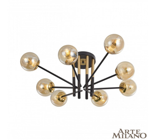 Потолочная люстра Arte Milano Neapolis 273708/8 BK/GD Потолочная люстра Arte Milano Neapolis 273708/8 BK/GD