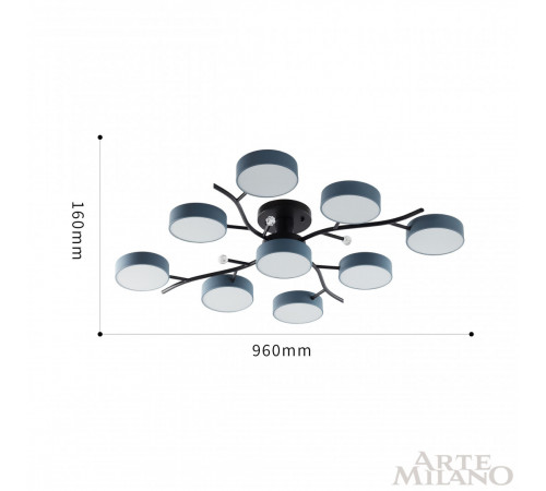 Потолочная люстра Arte Milano Ferrara 256606/8+1 Bk/Gr Потолочная люстра Arte Milano Ferrara 256606/8+1 Bk/Gr