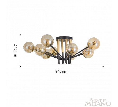 Потолочная люстра Arte Milano Neapolis 273708/10 BK/GD Потолочная люстра Arte Milano Neapolis 273708/10 BK/GD