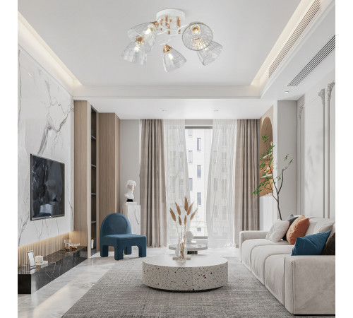 Потолочная люстра Arte Milano Amalfi 321395/5A WH+FG Потолочная люстра Arte Milano Amalfi 321395/5A WH+FG