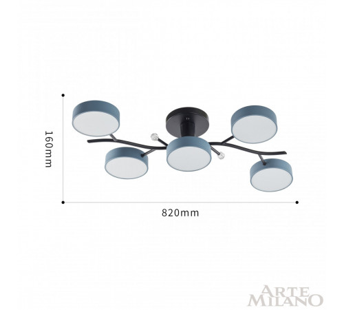 Потолочная люстра Arte Milano Ferrara 256606/5 Bk/Gr Потолочная люстра Arte Milano Ferrara 256606/5 Bk/Gr