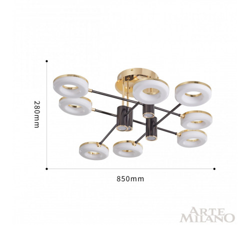 Потолочная люстра Arte Milano 271399/8 BK/GD Потолочная люстра Arte Milano 271399/8 BK/GD