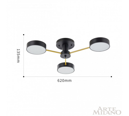 Потолочная люстра Arte Milano Ferrara 252006/3 Bk/Bk Потолочная люстра Arte Milano Ferrara 252006/3 Bk/Bk