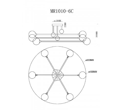 Потолочная люстра MyFar Stacy MR1010-6C Потолочная люстра MyFar Stacy MR1010-6C