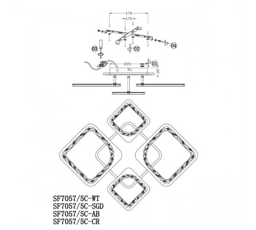 Потолочная люстра Seven Fires Brand SF7057/5C-AB-BL Потолочная люстра Seven Fires Brand SF7057/5C-AB-BL