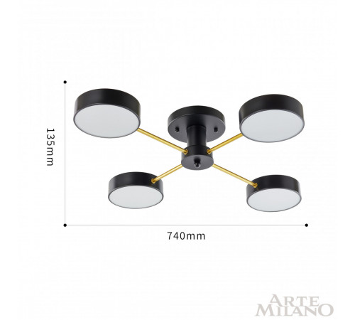 Потолочная люстра Arte Milano Ferrara 252006/4 Bk/Bk Потолочная люстра Arte Milano Ferrara 252006/4 Bk/Bk