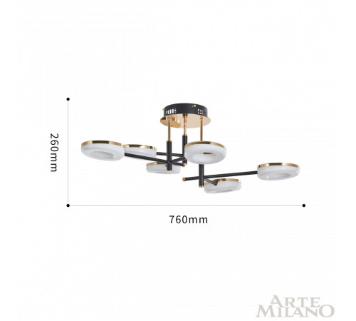Потолочная люстра Arte Milano Ferrara 272999/6 BK/GD Потолочная люстра Arte Milano Ferrara 272999/6 BK/GD