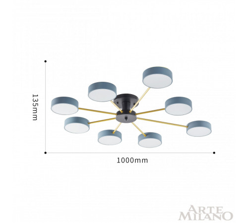 Потолочная люстра Arte Milano Ferrara 252006/8 Bk/Gr Потолочная люстра Arte Milano Ferrara 252006/8 Bk/Gr