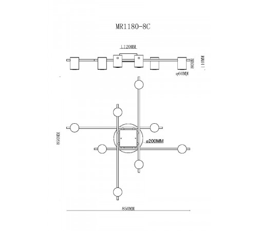 Потолочная люстра MyFar Gella MR1180-8C Потолочная люстра MyFar Gella MR1180-8C