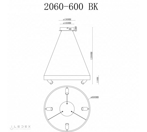 Подвесная люстра iLedex Vision 2060-D600 BK Подвесная люстра iLedex Vision 2060-D600 BK