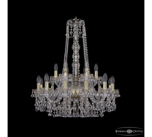 Подвесная люстра Bohemia Ivele Crystal 1409/12+6/240/h-77 G Подвесная люстра Bohemia Ivele Crystal 1409/12+6/240/h-77 G
