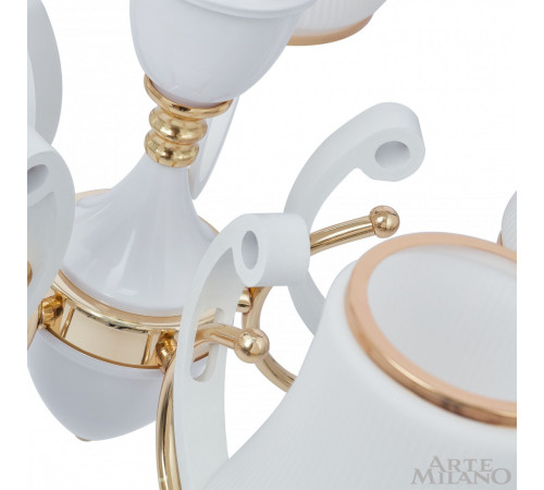 Подвесная люстра Arte Milano Florentia-3987 303987/5 Wh/Gd Подвесная люстра Arte Milano Florentia-3987 303987/5 Wh/Gd