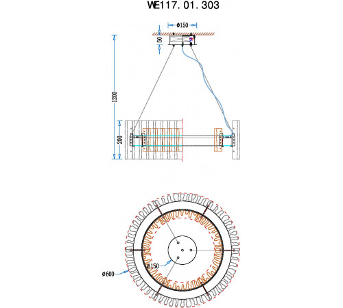 Подвесная люстра Wertmark Patricia WE117.01.303 Подвесная люстра Wertmark Patricia WE117.01.303