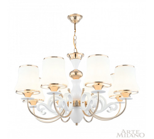 Подвесная люстра Arte Milano Florentia-1097 301097/8 Wh/Gd Подвесная люстра Arte Milano Florentia-1097 301097/8 Wh/Gd