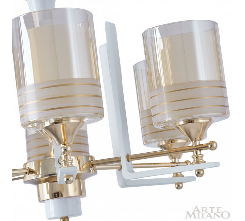 Подвесная люстра Arte Milano Florentia-6087 306087/5 Wh/Gd Подвесная люстра Arte Milano Florentia-6087 306087/5 Wh/Gd