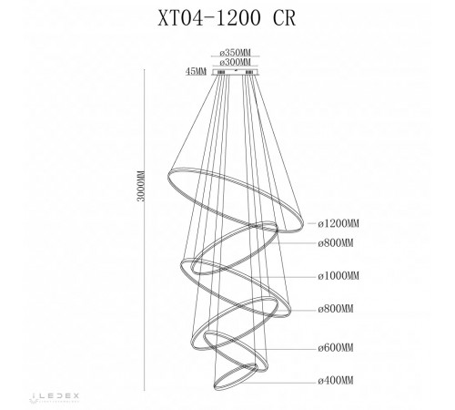 Подвесная люстра iLedex Axis XT04-D1200 CR