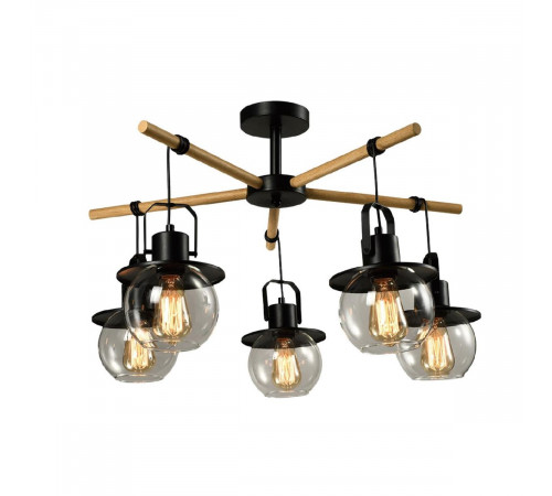 Подвесная люстра IMEX Freedom MD.23044-5-S-BK+WOOD
