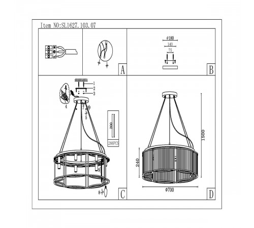 Подвесная люстра ST Luce Velletri SL1627.103.07