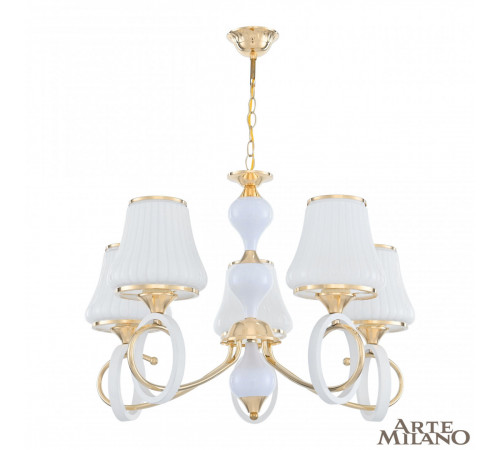 Подвесная люстра Arte Milano Florentia-2387 302387/5 Wh/Gd Подвесная люстра Arte Milano Florentia-2387 302387/5 Wh/Gd