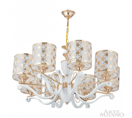 Подвесная люстра Arte Milano Florentia-3097 303097/8 Wh/Gd Подвесная люстра Arte Milano Florentia-3097 303097/8 Wh/Gd