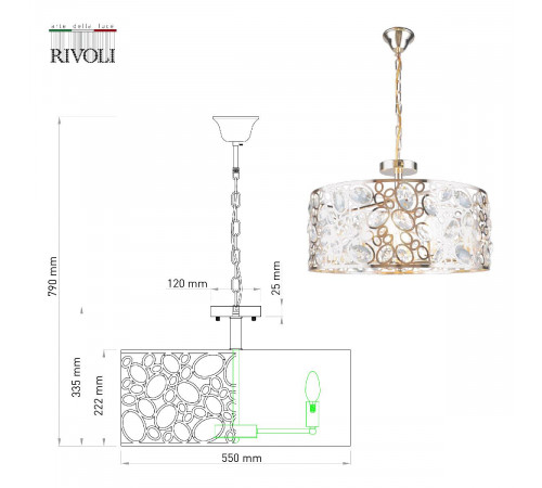 Подвесная люстра Rivoli Reina 4142-208 Б0052485 Подвесная люстра Rivoli Reina 4142-208 Б0052485
