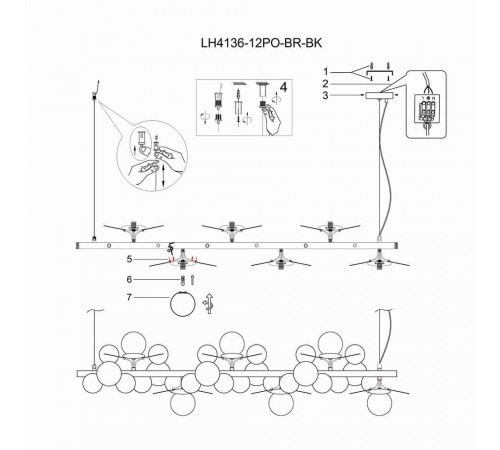 Подвесная люстра Lumien Hall Ilmari LH4136/12PO-BR-BK Подвесная люстра Lumien Hall Ilmari LH4136/12PO-BR-BK