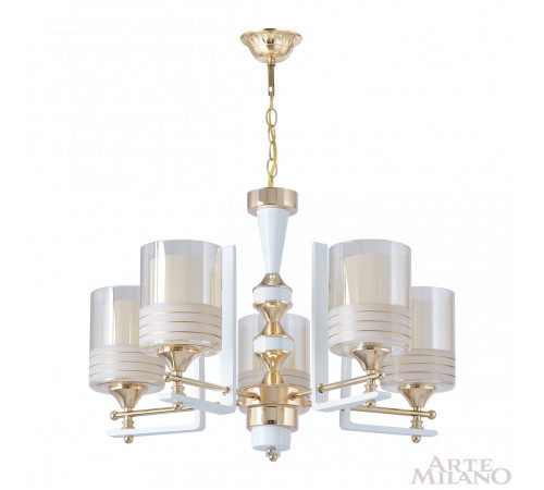 Подвесная люстра Arte Milano Florentia-6087 306087/5 Wh/Gd Подвесная люстра Arte Milano Florentia-6087 306087/5 Wh/Gd